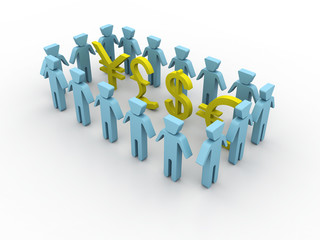 business peoples with global currency