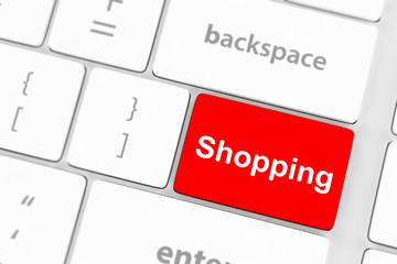 Fototapeta premium shopping enter button key on white keyboard
