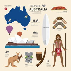 Travel Concept Australia Landmark Flat Icons Design .Vector Illu - obrazy, fototapety, plakaty