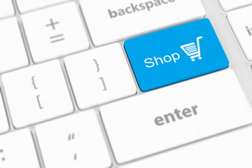 shopping enter button key on white keyboard