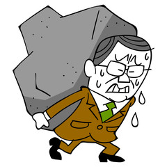 年配ビジネスマンと重荷