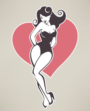vector image of attractive pinup girl