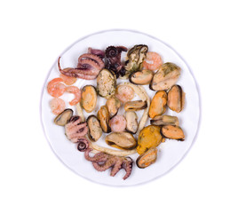 Mixed seafood plate.