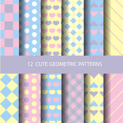 pastel geometric seamless pattern set. for kid and sweet girl