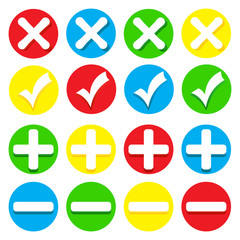 Obraz premium icons - checkmarks, crosses, pluses and minuses