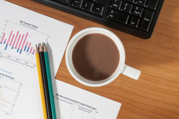 Office desk with coffee cup