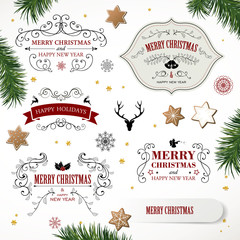 Vector Illustration of Christmas Design Elements