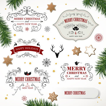 Vector Illustration of Christmas Design Elements