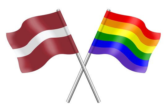 Flags: Latvia and rainbow