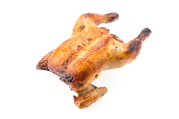 Roast chicken isolated on white