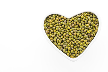 Green mung beans isolated on white background