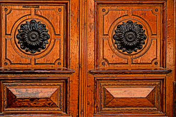 Detail of a medieval wooden door