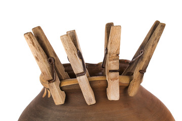 Pitcher with clothespins