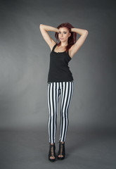 girl in striped trousers