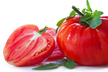 Large mature ox heart tomatoes. 
