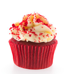 Red velvet cupcakes isolated on white