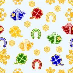 Seamless texture symbols for luck Christmas decorations vector