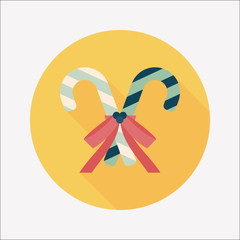 Christmas candy cane flat icon with long shadow,eps10