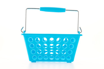 Shopping plastic basket isolated on white background