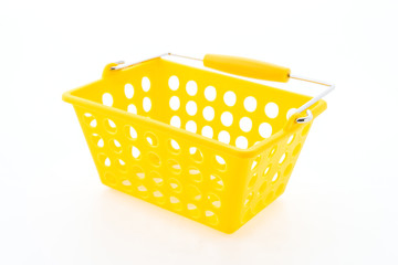 Shopping plastic basket isolated on white background