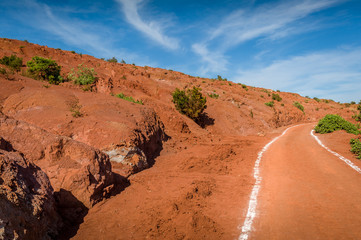 Red vulcanic fields. La Gomera island.