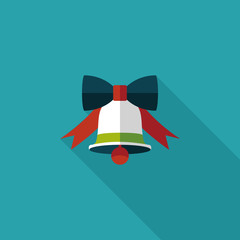 Christmas bell flat icon with long shadow,eps10