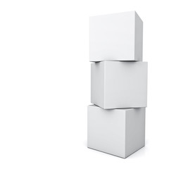 Blank 3d concept boxes standing isolated on white background