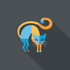 Evil cat flat icon with long shadow,eps10
