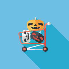 pumpkin shopping flat icon with long shadow,eps10