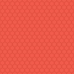 Red seamless snowflakes pattern. Vector snow background.