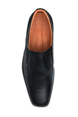 Black glossy man shoe isolated