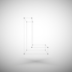 Three dimensional mesh stylish alphabet letter sign isolated on