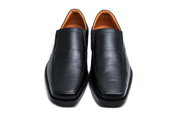 Black glossy man shoes isolated