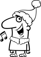 santa singing carol coloring page