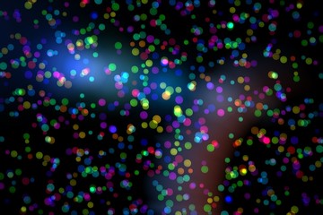Colourful glowing dots on black
