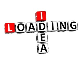 3D Crossword Loading Idea on white background