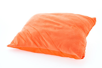 Orange pillow isolated on white background