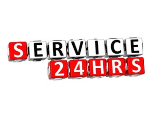 3D Word Service 24 hrs on white background