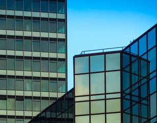 Architectural details of business buildings, Frankfurt, Germany