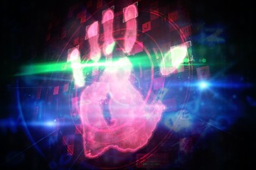 Red technology hand print design