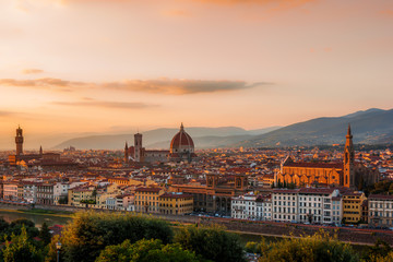 Fototapeta na wymiar Golden sunset over Florence city, Italy