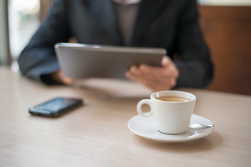 Man uses a digital tablet