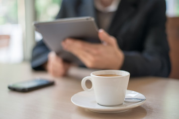 Man uses a digital tablet
