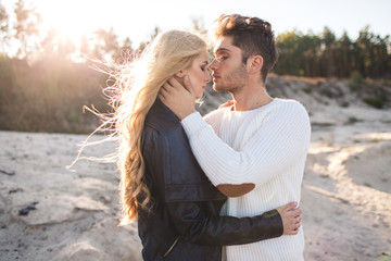 happy couple  at the beach