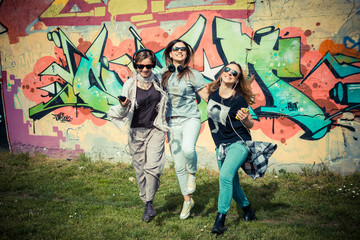 Fototapeta premium three beautiful friends authentic