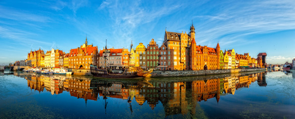 The riverside with promenade of Gdansk, Poland.