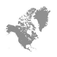 World Map on white background. north america