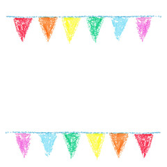 Wax crayon party bunting, isolated on white background