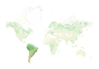 World Map on white background. south america