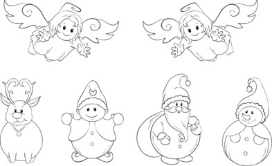 Weihnachtsfiguren Ausmalvorlage Set